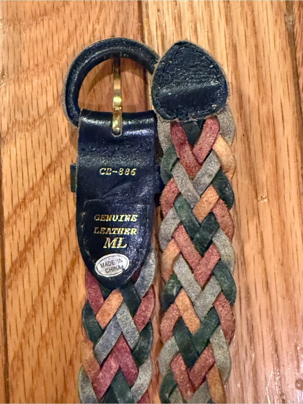 VTG Multicolor Braided Leather Belt preppy nautical